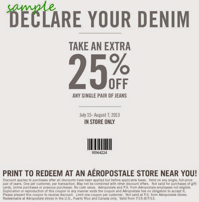 Printable coupons for aeropostale in store Aeropostale Printable Coupons Enjoy shopping on an entire range of apparel for men, women and children and much more at Aeropostale with these Promo codes and printable coupons. Your shopping will never be the same with these attractive offers.